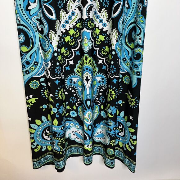 MSK Dress Womens Small Black blue green Strapless Paisley Print Floor Maxi - Picture 9 of 13